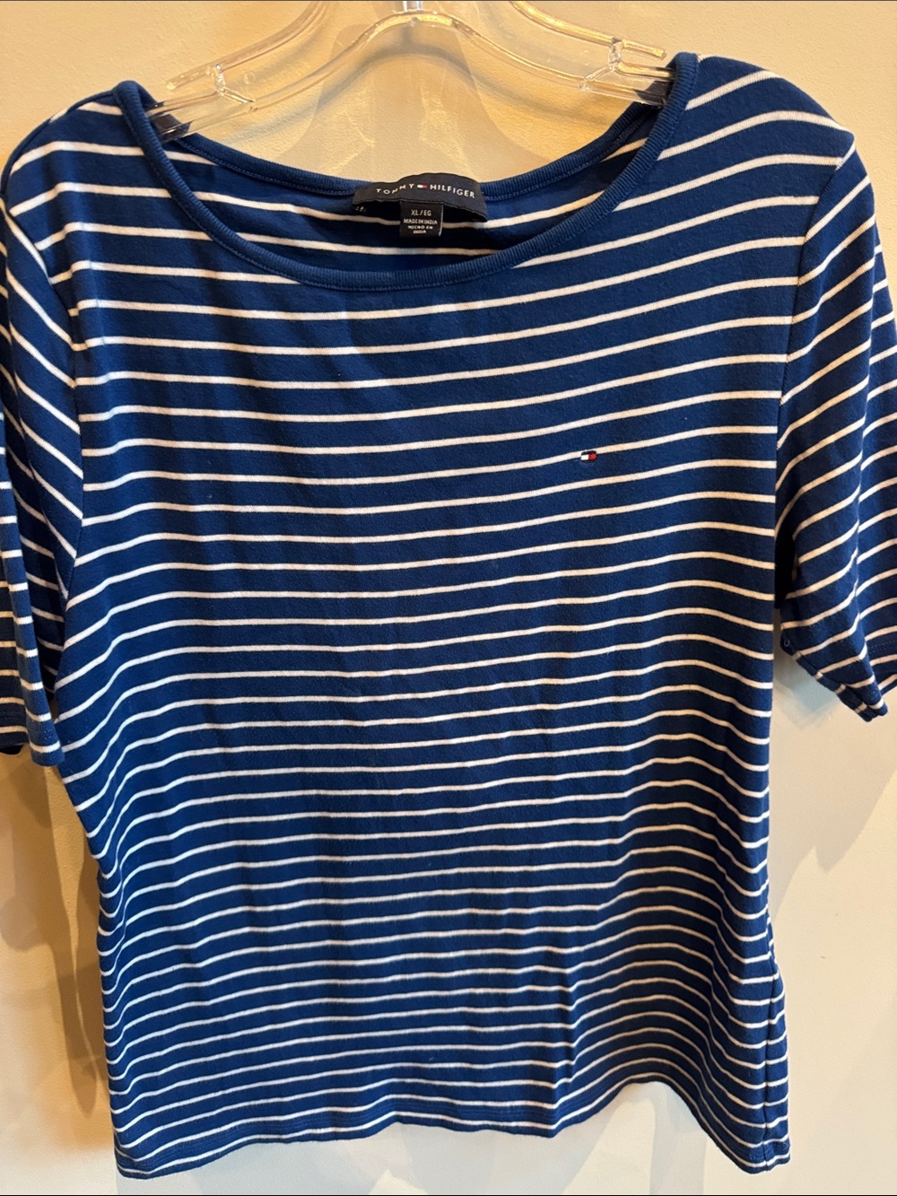 Tommy Hilfiger Navy & White Striped Short Sleeve Tee